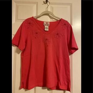 EUC pink Quaker Factory tee.